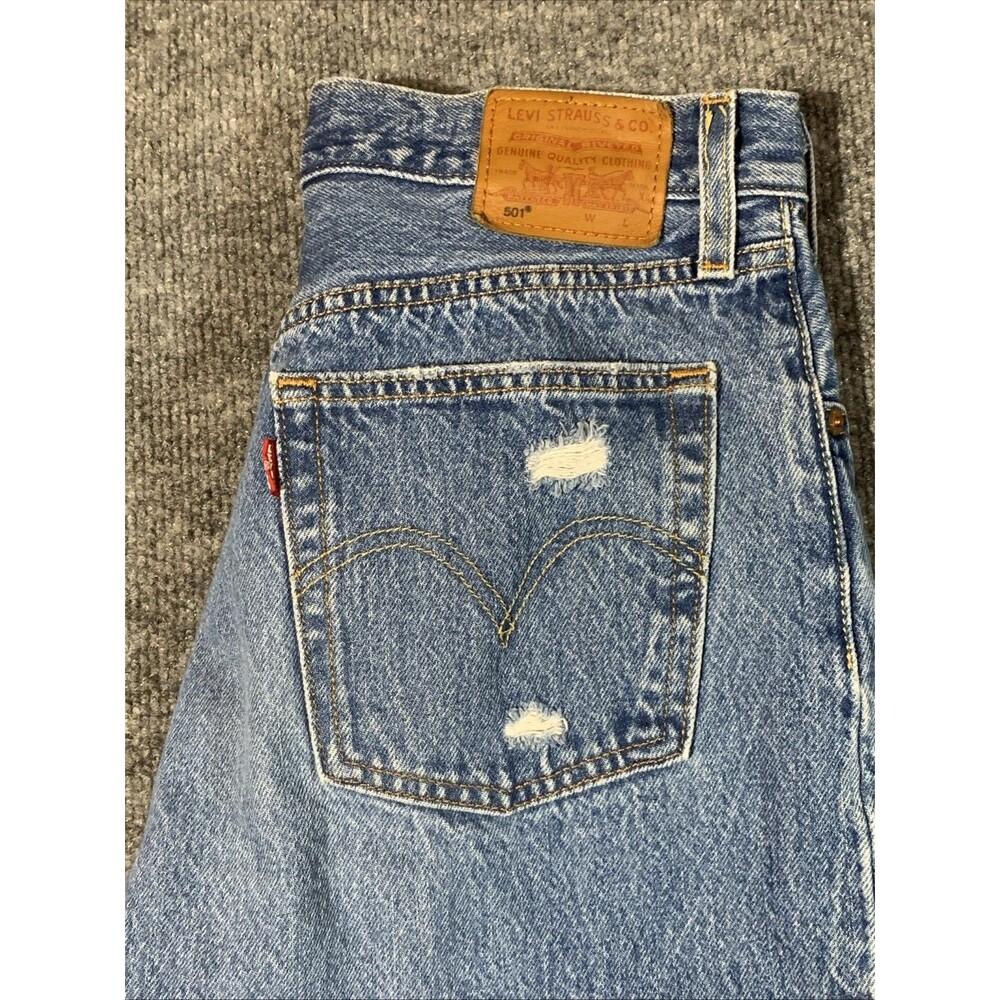 Big E Tab 501 Original Cropped Women's Jeans 28x28 Premium Button Fly Light Wash